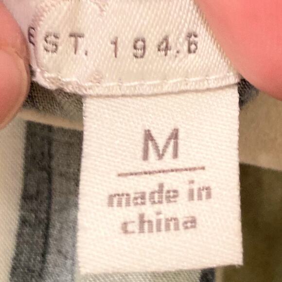 Est. 1946 Green and Black Striped Lace Trimmed Blouse Size M EUC - Picture 3 of 7